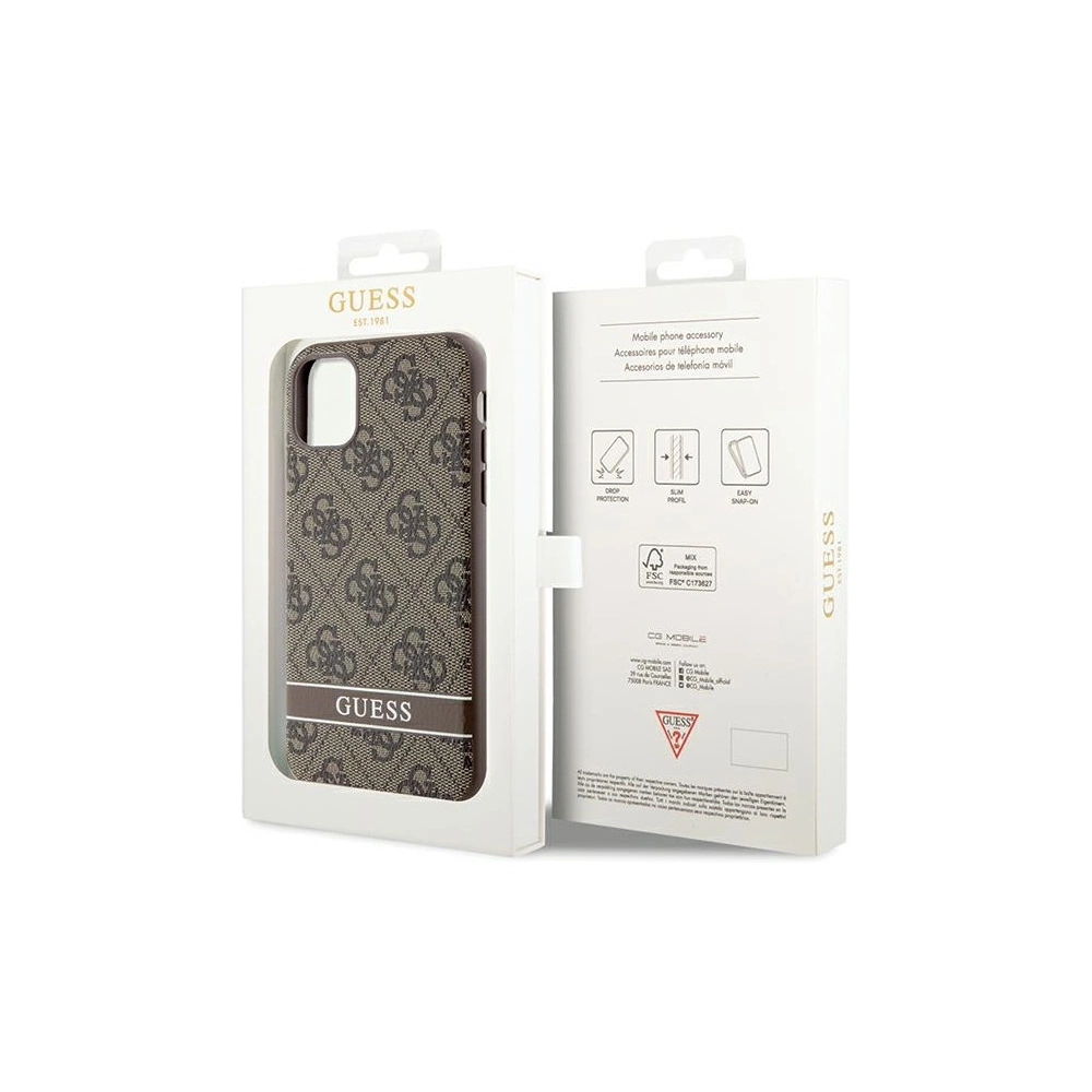 Hurtownia GSM - Etui Guess GUHCN61P4SNW Apple iPhone 11/XR hnědý/brown hardcase 4G Stripe - GUE2607 - {ean13} - Hurt