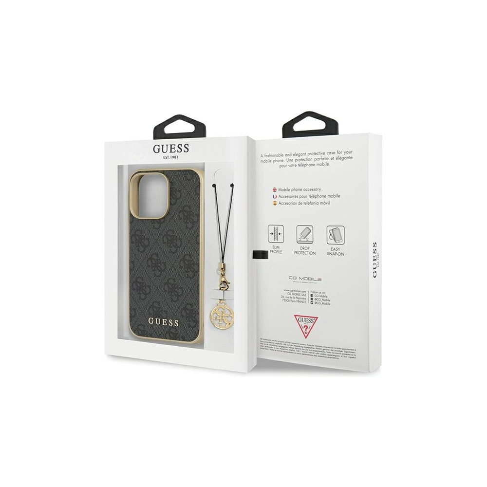 Wholesale Guess GUHCP14LGF4GGR Apple iPhone 14 Pro gray hardcase 4G Charms Collection - GUE2608 - {ean13} - Hurt