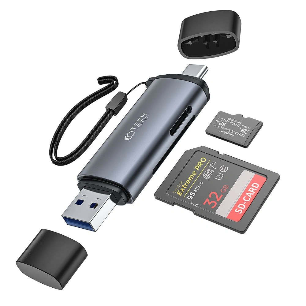 Hurtownia GSM - Čtečka karet Tech-Protect Ultraboost Card Reader SD/microSD Šedá - THP2045 - {ean13} - Hurt