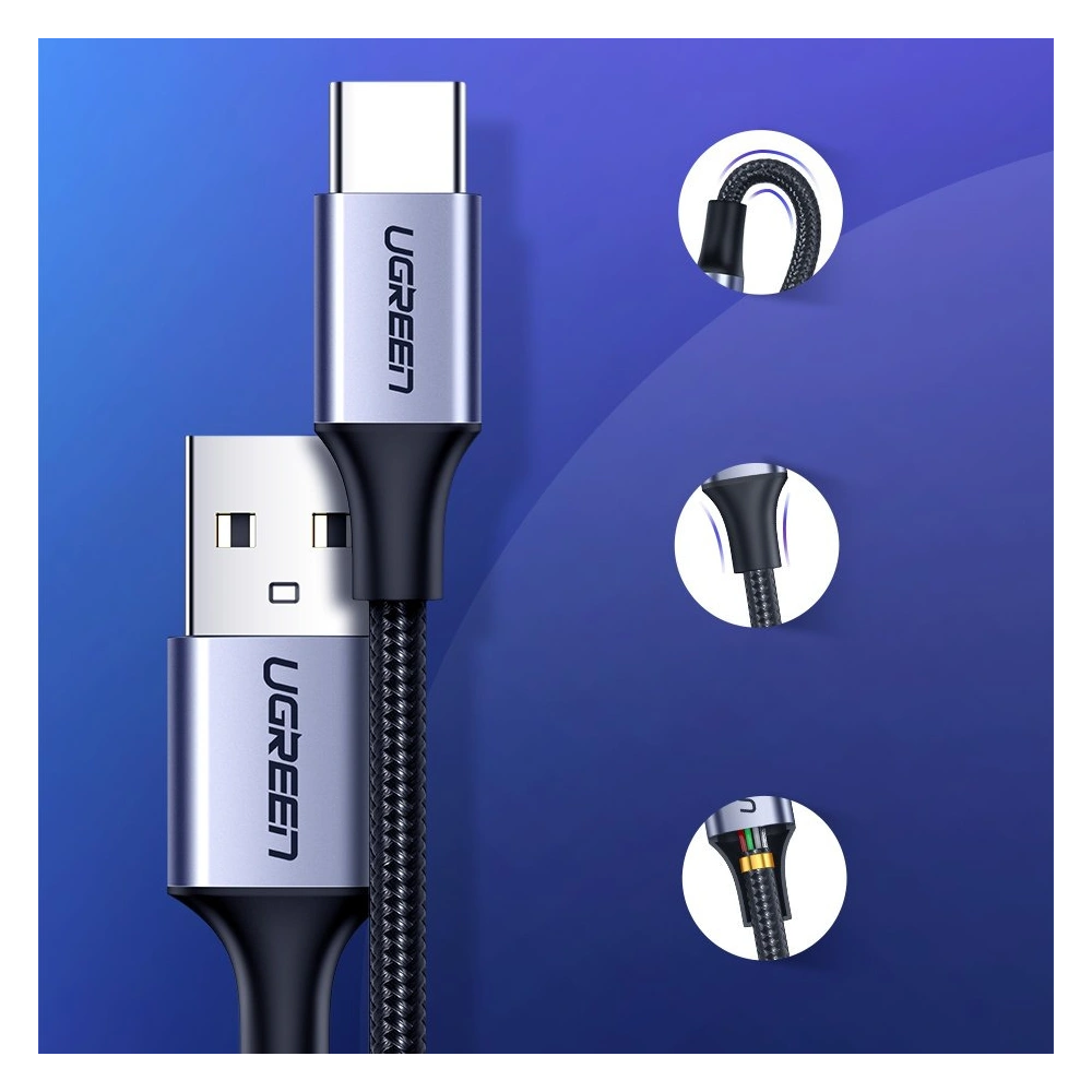 Hurtownia GSM - Kabel UGREEN 60125 USB-A/USB-C Quick Charge 3.0 3A 0,5m šedý - UGR1637 - {ean13} - Hurt