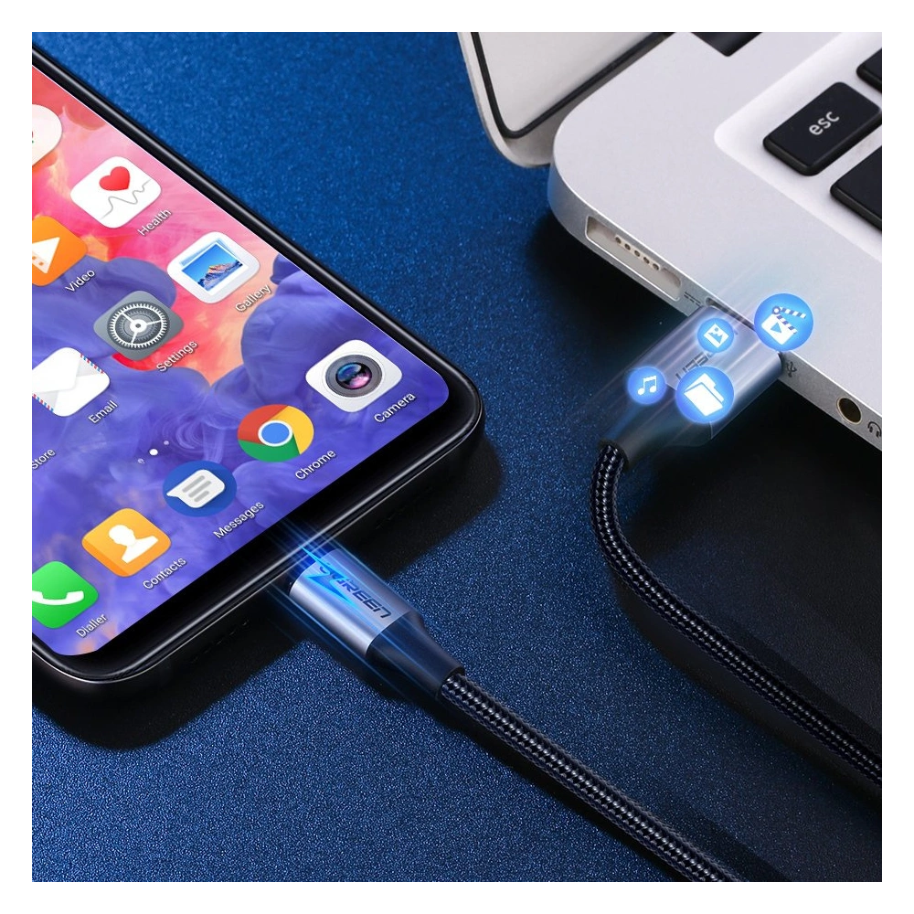 Hurtownia GSM - Cablu UGREEN 60125 USB-A/USB-C Quick Charge 3.0 3A 0,5m gri - UGR1637 - {ean13} - Hurt