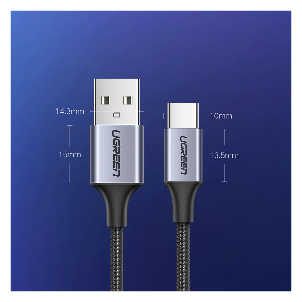 Hurtownia GSM - Cablu UGREEN 60125 USB-A/USB-C Quick Charge 3.0 3A 0,5m gri - UGR1637 - {ean13} - Hurt
