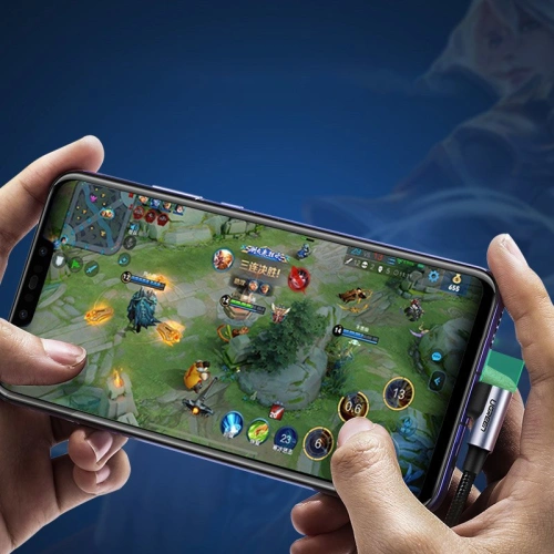 Kabel kątowy UGREEN US176 USB-A/USB-C Quick Charge 3.0 3A 0,5m szary