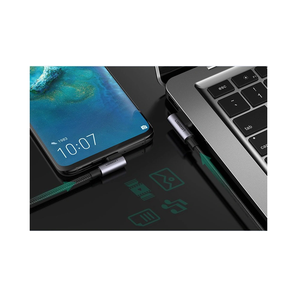 Wholesale UGREEN US176 USB-A/USB-C Angle Cable Quick Charge 3.0 3A 0,5m gray - UGR1638 - {ean13} - Hurt