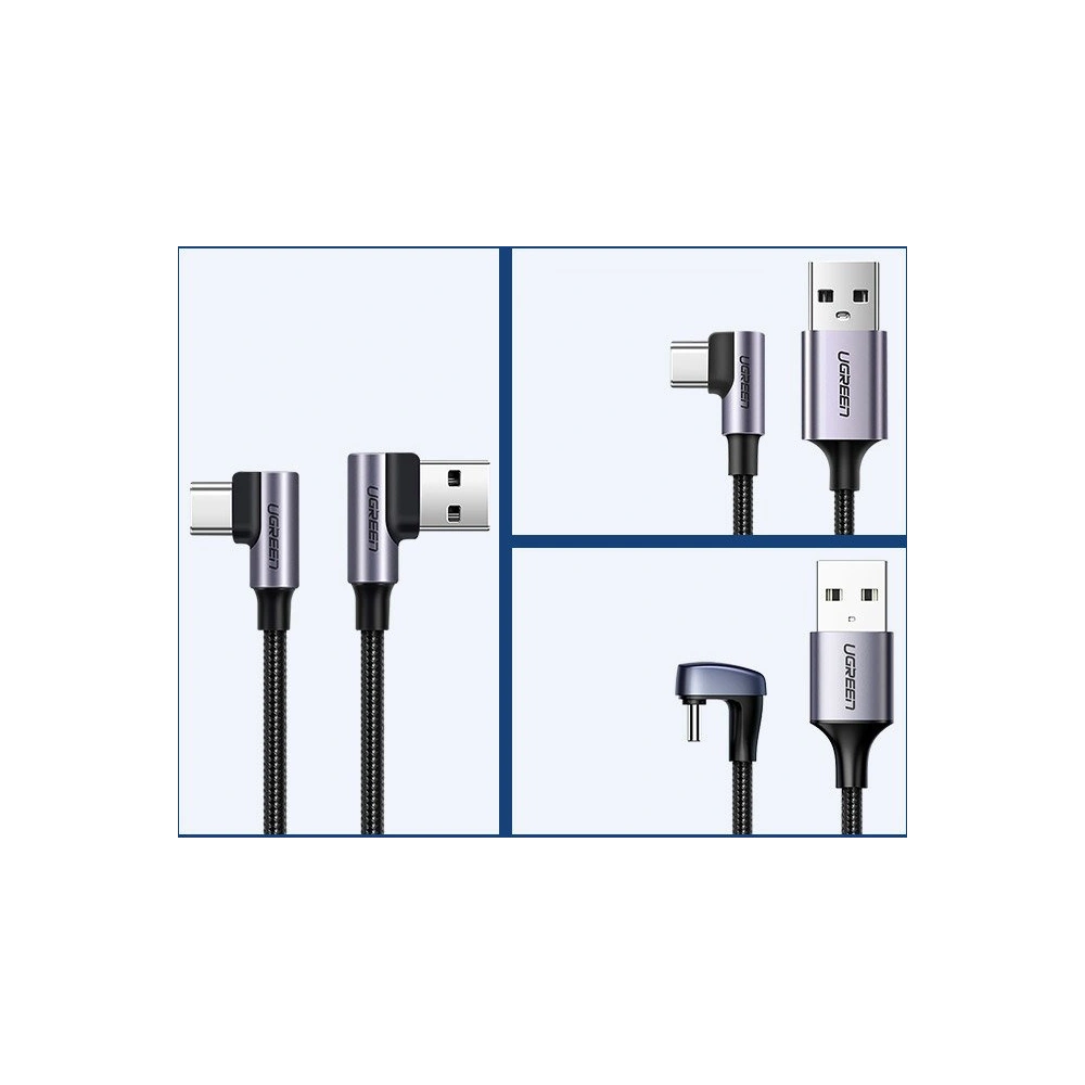 Hurtownia GSM - Cablul unghiular UGREEN US176 USB-A/USB-C Quick Charge 3.0 3A 0,5m gri - UGR1638 - {ean13} - Hurt