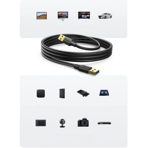 UGREEN US128 USB-A/USB-A Cable USB 3.0 5Gb/s 0.5m black