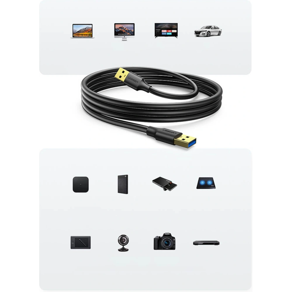 Hurtownia GSM - UGREEN US128 USB-A/USB-A USB 3.0 5Gb/s 0.5m fekete - UGR1641 - {ean13} - Hurt