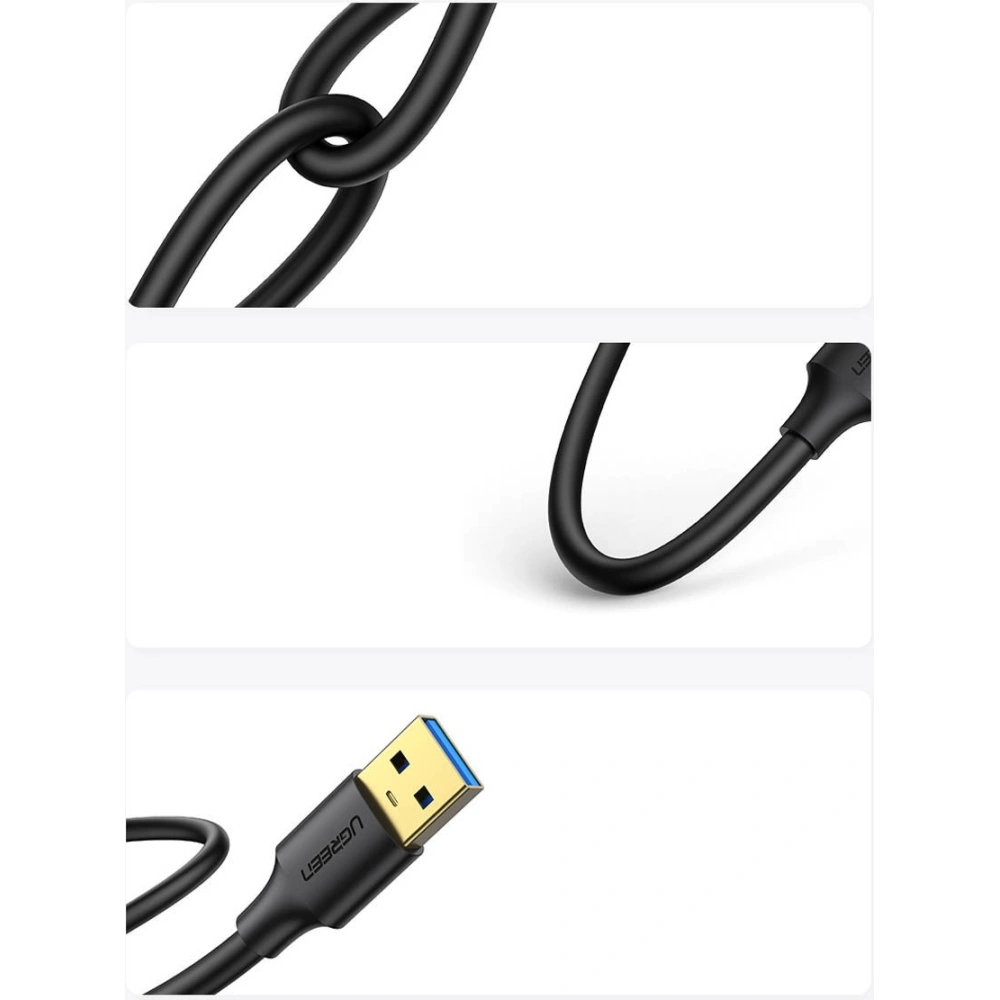 Hurtownia GSM - Kabel UGREEN US128 USB-A/USB-A USB 3.0 5Gb/s 0.5m černý - UGR1641 - {ean13} - Hurt