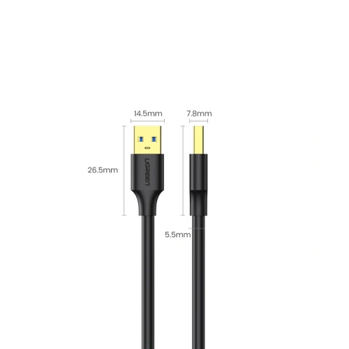 Kabel UGREEN US128 USB-A/USB-A USB 3.0 5Gb/s 0.5m czarny