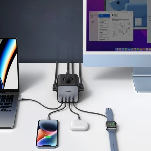 UGREEN CD268 65W USB-A/USB-C elosztó + 3x AC aljzat fekete