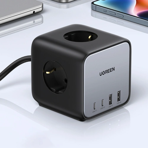 Listwa zasilająca UGREEN CD268 65W USB-A/USB-C + 3x gniazdo AC czarna