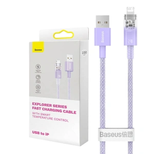 Kabel Baseus Explorer Series USB-A/Lightning 2m 2.4A (fioletowy)