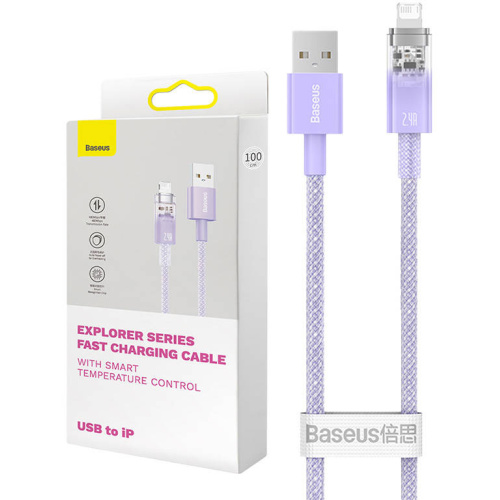 Baseus Distributor - 6932172629007 - BSU4317 - Baseus Explorer Series USB-A/Lightning Cable 2m 2.4A (purple) - B2B homescreen