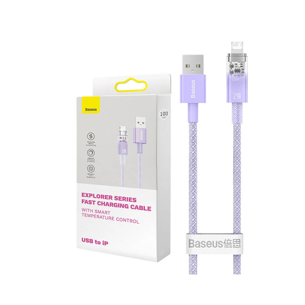 Hurtownia GSM - Cablul Baseus Explorer Series USB-A/Lightning 2m 2.4A (violet) - BSU4317 - {ean13} - Hurt