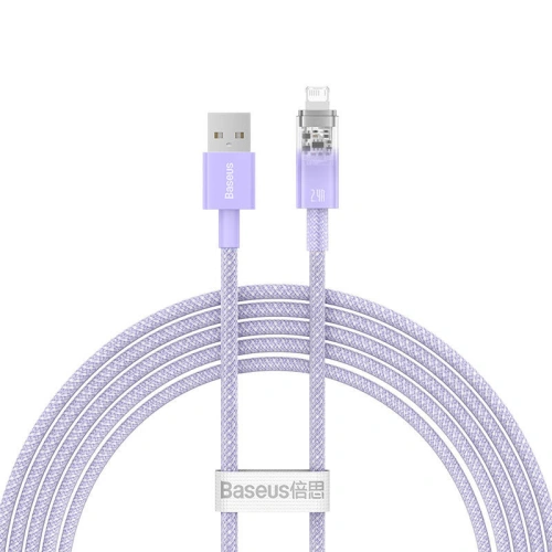 Kabel Baseus Explorer Series USB-A/Lightning 2m 2.4A (fioletowy)