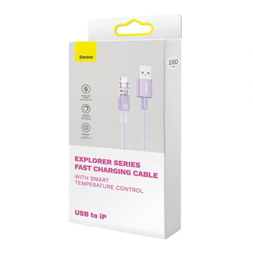 Kabel Baseus Explorer Series USB-A/Lightning 2m 2.4A (fioletowy)