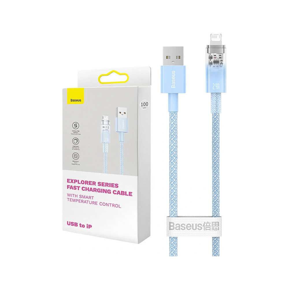 Hurtownia GSM - Cablul Baseus Explorer Series USB-A/Lightning 2m 2.4A (albastru) - BSU4318 - {ean13} - Hurt