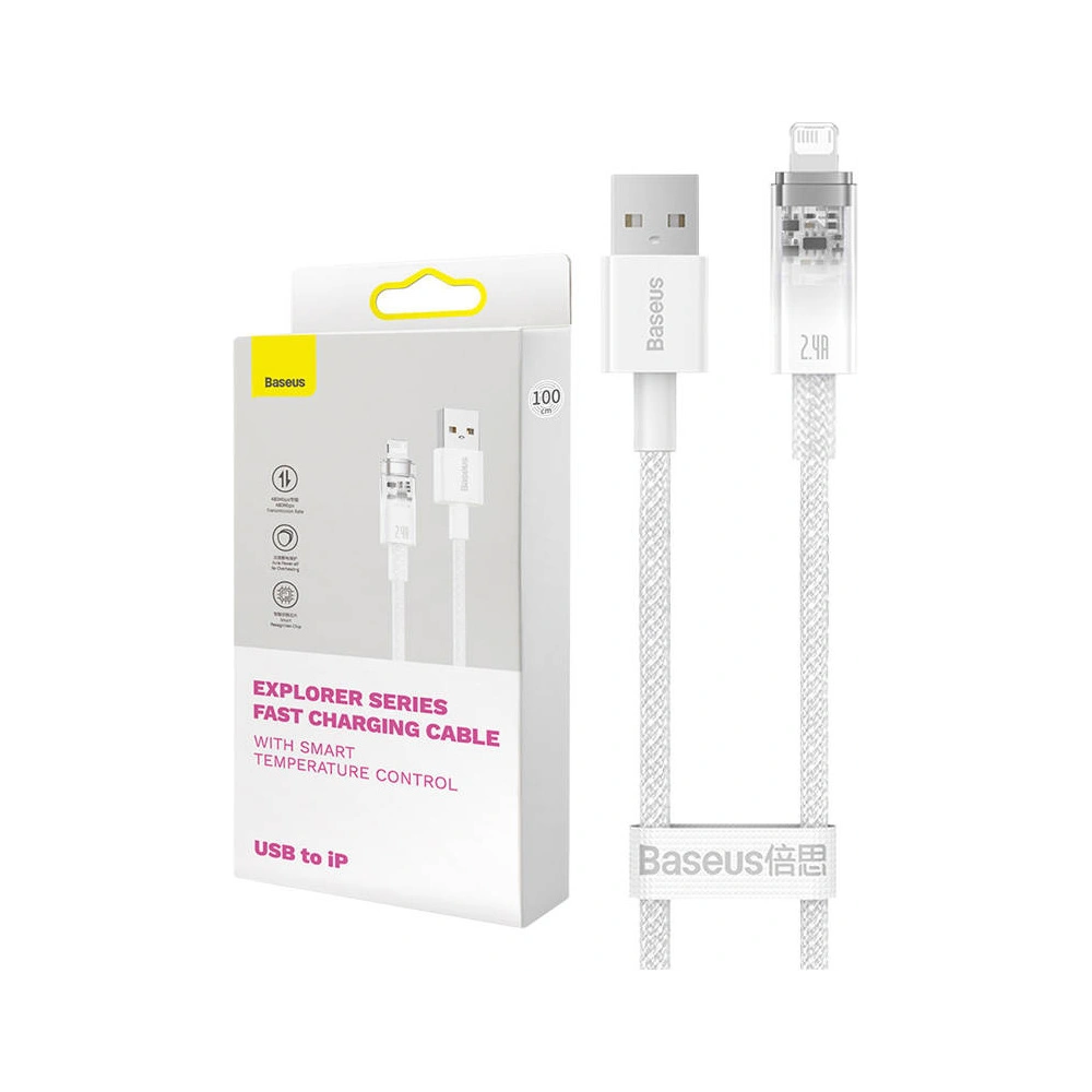 Hurtownia GSM - Cablul Baseus Explorer Series USB-A/Lightning 2m 2.4A (alb) - BSU4319 - {ean13} - Hurt