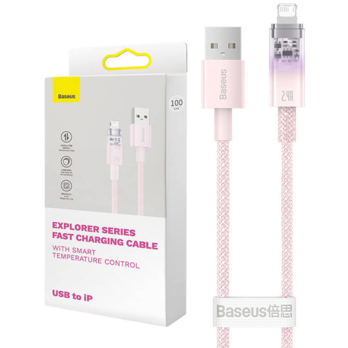 Baseus Distributor - 6932172629038 - BSU4320 - Baseus Explorer Series USB-A/Lightning Cable 2m 2.4A (pink) - B2B homescreen