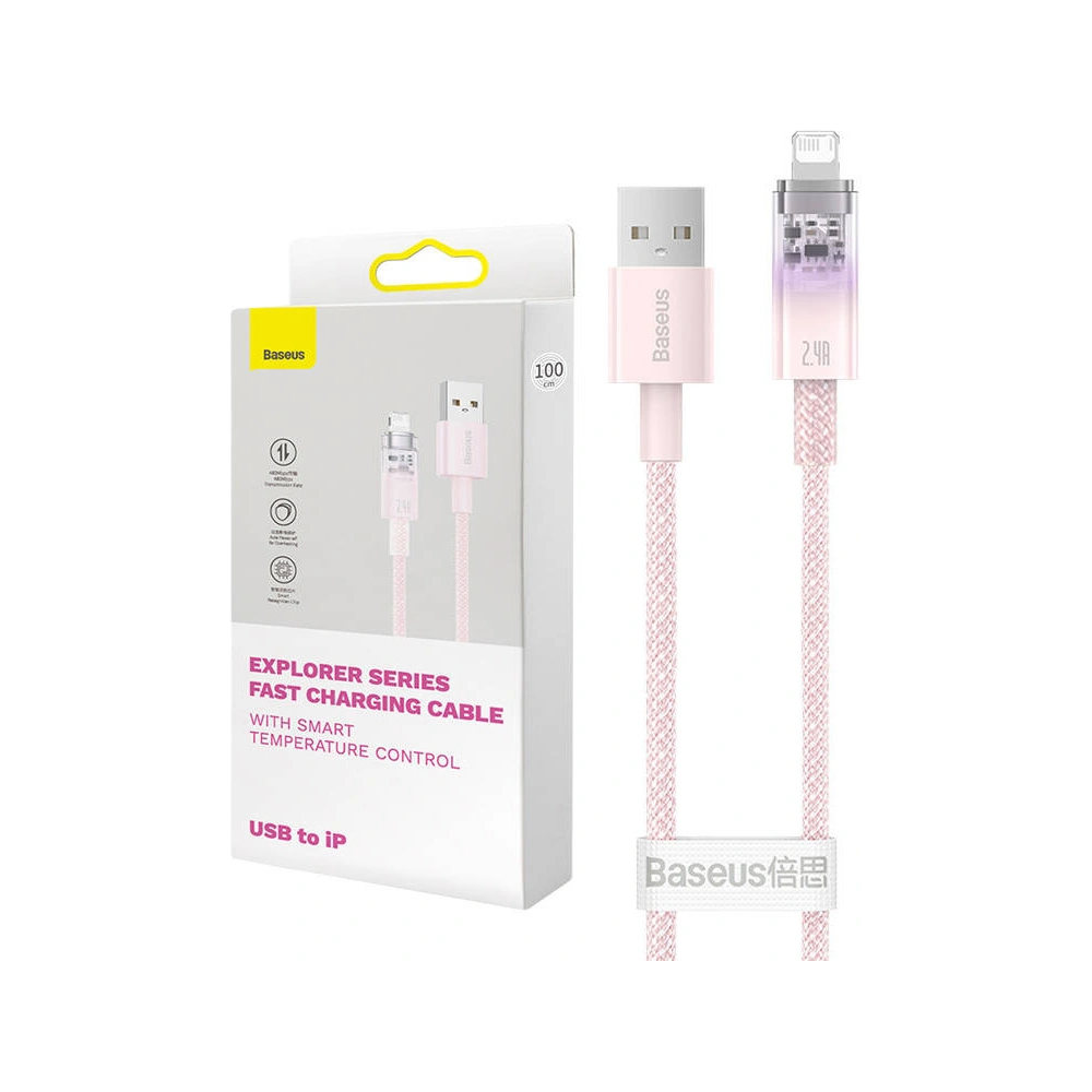 Hurtownia GSM - Cablu Baseus Explorer Series USB-A/Lightning 2m 2.4A (roz) - BSU4320 - {ean13} - Hurt