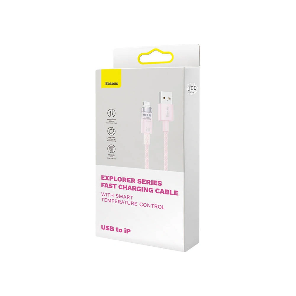 Hurtownia GSM - Cablu Baseus Explorer Series USB-A/Lightning 2m 2.4A (roz) - BSU4320 - {ean13} - Hurt