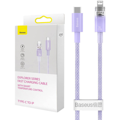 Baseus Distributor - 6932172629045 - BSU4321 - Baseus Explorer Series USB-C/Lightning Cable 1m 20W (purple) - B2B homescreen