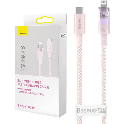 Baseus Distributor - 6932172629076 - BSU4324 - Baseus Explorer Series USB-C/Lightning Cable 1m 20W (pink) - B2B homescreen