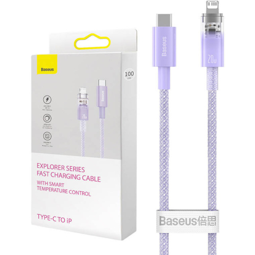 Baseus Distributor - 6932172629083 - BSU4325 - Baseus Explorer Series USB-C/Lightning Cable 2m 20W (purple) - B2B homescreen