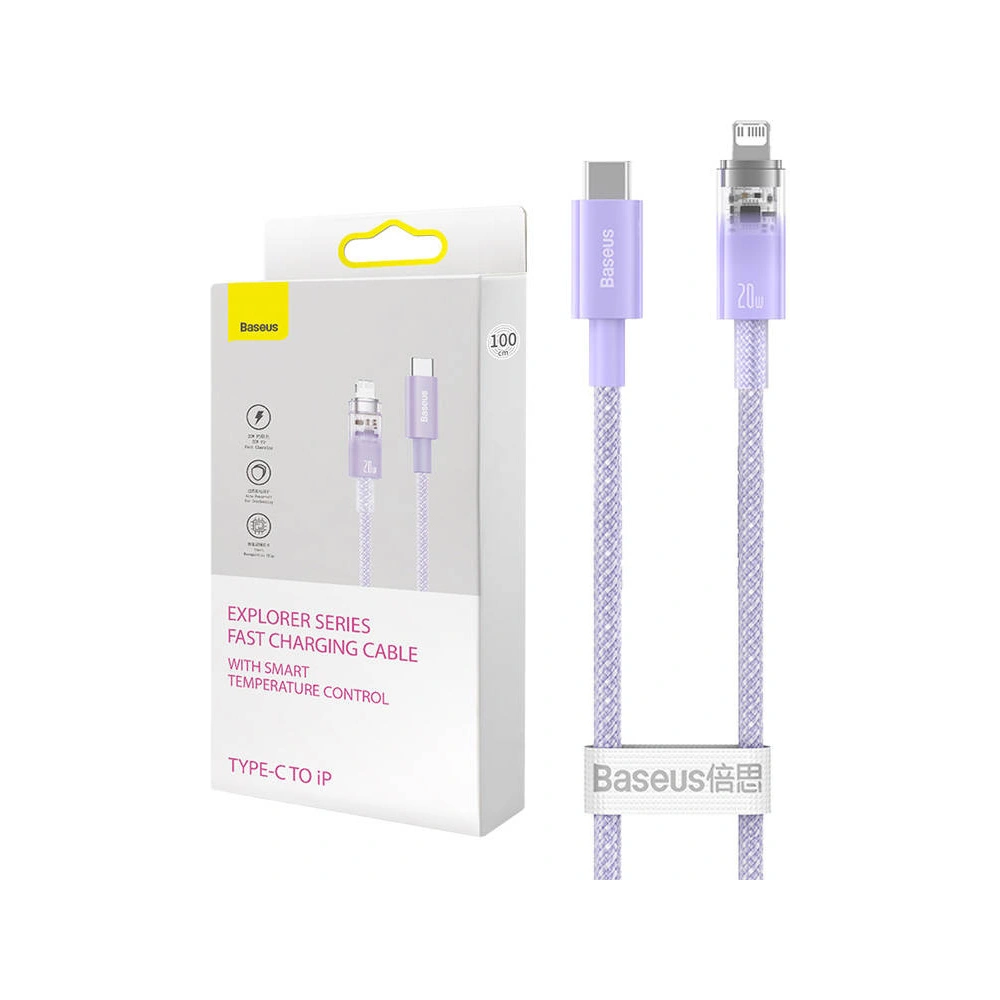 Wholesale Baseus Explorer Series USB-C/Lightning Cable 2m 20W (purple) - BSU4325 - {ean13} - Hurt