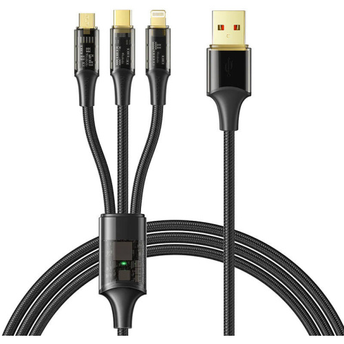 Mcdodo Distributor - 6921002633307 - MDD128 - Mcdodo CA-3330 USB-A/USB-C - Lightning - microUSB 3in1 Cable 1.2m (black) - B2B homescreen