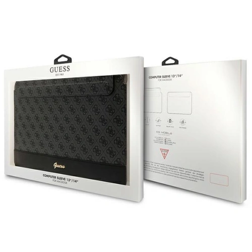 Etui Guess Sleeve GUCS14PS4SGK 14 cali czarny/black 4G Stripe Metal Logo
