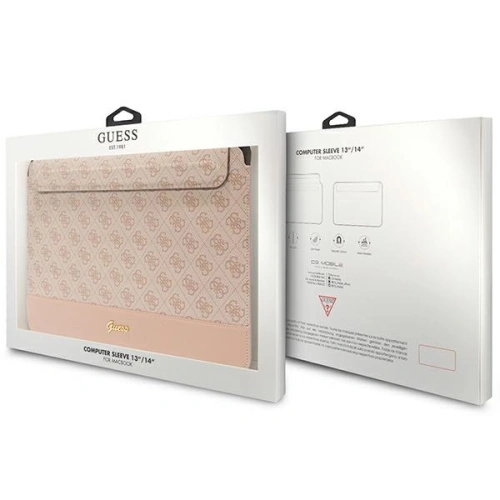 Etui Guess Sleeve GUCS14PS4SGP 14 cali różowy/pink 4G Stripe Metal Logo