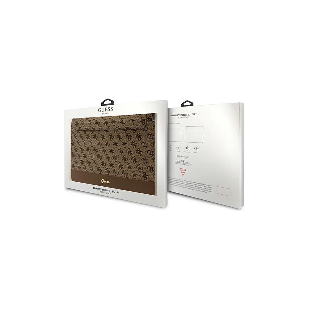 Hurtownia GSM - Etui Guess Sleeve GUCS14PS4SGW 14 palců hnědý/brown 4G Stripe Metal Logo - GUE2618 - {ean13} - Hurt