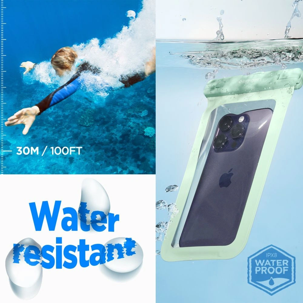 Hurtownia GSM - Wasserdichtes Etui Spigen A601 Universelles Wasserdichtes Gehäuse Mint - SPN2883 - {ean13} - Hurt