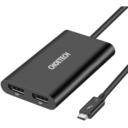 Choetech Distributor - 6971824970616 - CHT65 - Choetech HUB-D03 HUB USB-C Thunderbolt 3 (40Gbps)/2xDisplayPort 4K 60Hz black - B2B homescreen