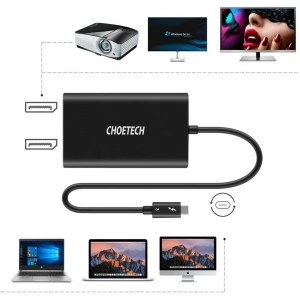 Hurtownia GSM - Adapter HUB Choetech HUB-D03 USB-C Thunderbolt 3 (40Gbps)/2xDisplayPort 4K 60Hz schwarz - CHT65 - {ean13} - Hurt