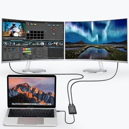 Adapter HUB Choetech HUB-D03 USB-C Thunderbolt 3 (40Gbps)/2xDisplayPort 4K 60Hz czarny