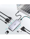Hurtownia GSM - Adaptér HUB Choetech HUB-M15 9w1 USB-C/3xUSB 3.2 Gen 1 - čtečka karet SD a TF - HDMI 4K 30Hz - VGA Full HD 60Hz - USB-C - RJ45 šedý - CHT66 - {ean13} - Hurt