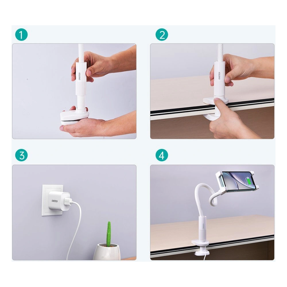 Wholesale Choetech T584-F Desk Holder with Wireless Charger 15W white - CHT73 - {ean13} - Hurt