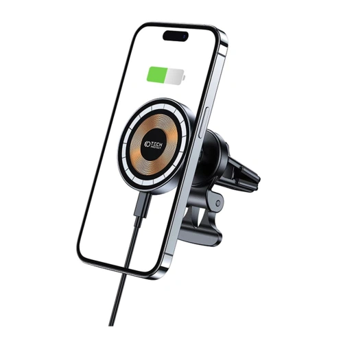 Uchwyt samochodowy z ładowarką bezprzewodową Tech-Protect MM15W-V5 Magnetic MagSafe Vent Car Mount Wireless Charger 15W Black