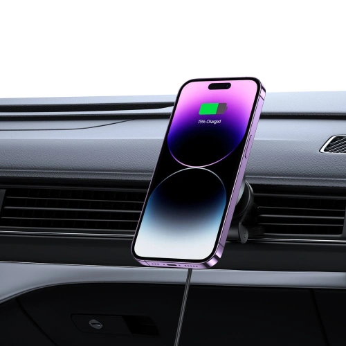 Uchwyt samochodowy z ładowarką bezprzewodową Tech-Protect MM15W-V5 Magnetic MagSafe Vent Car Mount Wireless Charger 15W Black