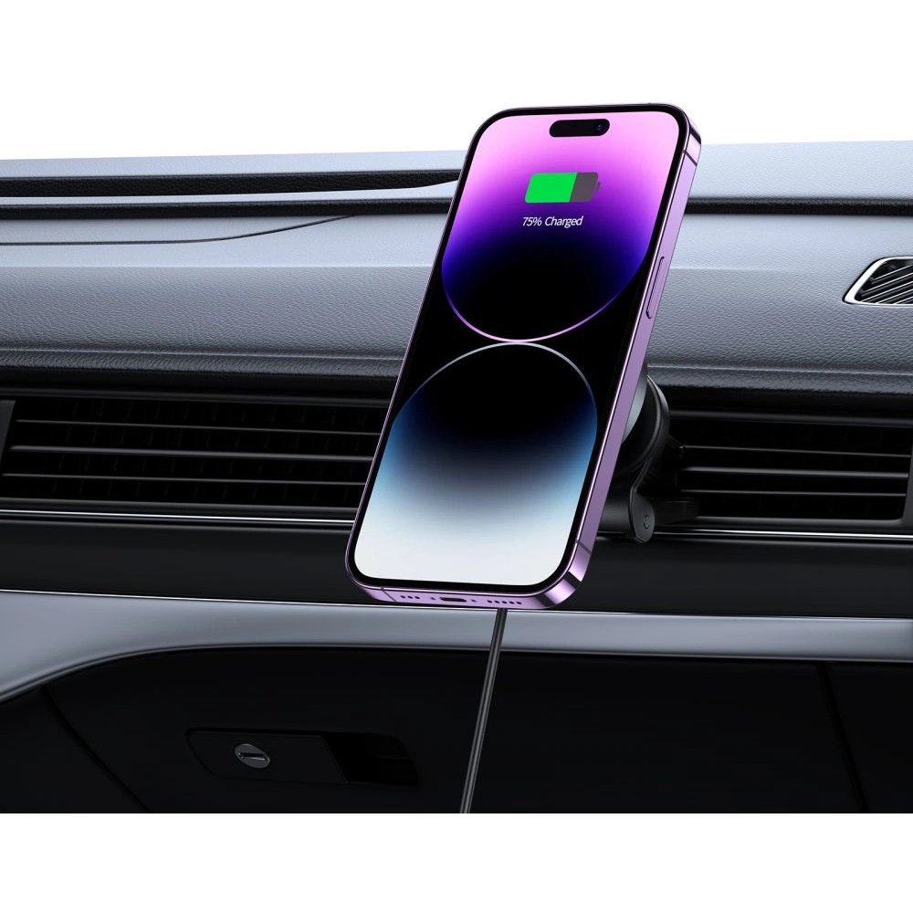 Hurtownia GSM - Auto-Halterung mit kabellosem Ladegerät Tech-Protect MM15W-V5 Magnetic MagSafe Lüftungs-Autohalterung Wireless Charger 15W Schwarz - THP2047 - {ean13} - Hurt