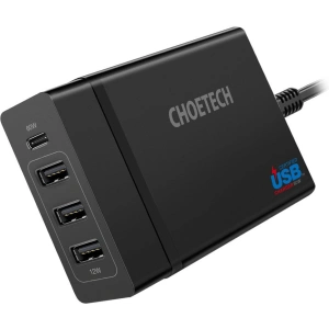 Hurtownia GSM - Încărcător rețea Choetech PD72-1C3U 3x USB-A/USB-C 60W Power Delivery negru - CHT77 - {ean13} - Hurt