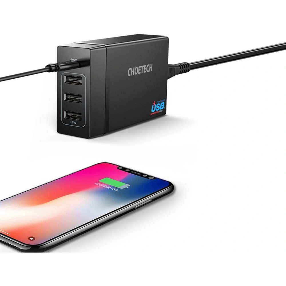 Hurtownia GSM - Netzteil Choetech PD72-1C3U 3x USB-A/USB-C 60W Power Delivery schwarz - CHT77 - {ean13} - Hurt
