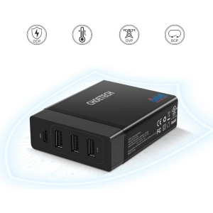 Hurtownia GSM - Încărcător rețea Choetech PD72-1C3U 3x USB-A/USB-C 60W Power Delivery negru - CHT77 - {ean13} - Hurt