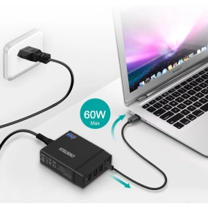 Hurtownia GSM - Încărcător rețea Choetech PD72-1C3U 3x USB-A/USB-C 60W Power Delivery negru - CHT77 - {ean13} - Hurt