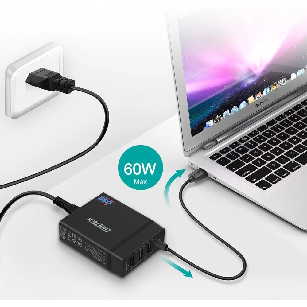 Hurtownia GSM - Netzteil Choetech PD72-1C3U 3x USB-A/USB-C 60W Power Delivery schwarz - CHT77 - {ean13} - Hurt