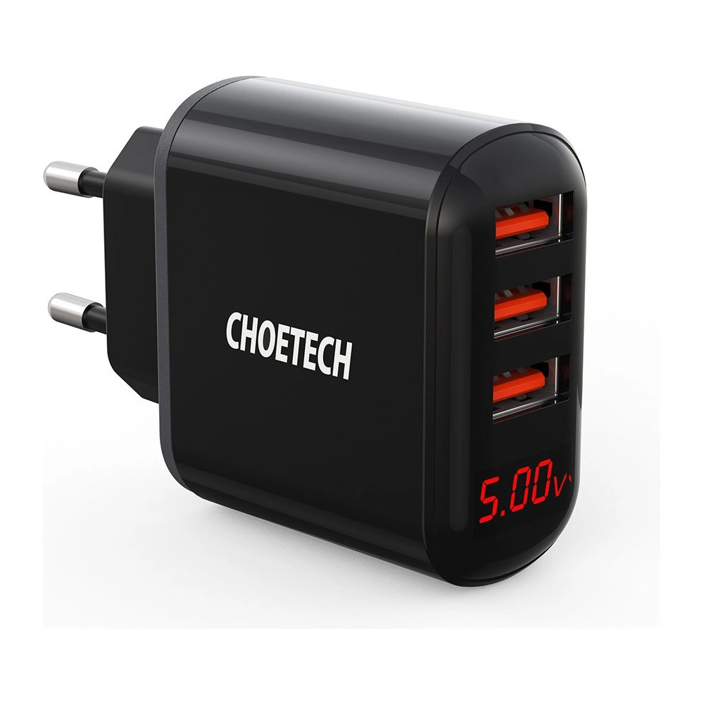 Hurtownia GSM - Hálózati töltő Choetech Q5009-EU 3x USB-A 3,4A fekete - CHT78 - {ean13} - Hurt
