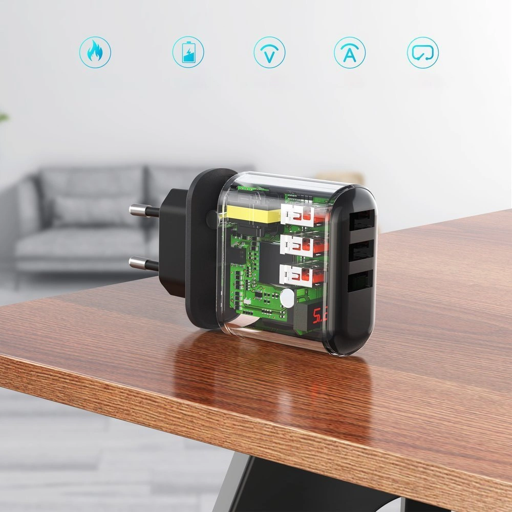 Hurtownia GSM - Hálózati töltő Choetech Q5009-EU 3x USB-A 3,4A fekete - CHT78 - {ean13} - Hurt