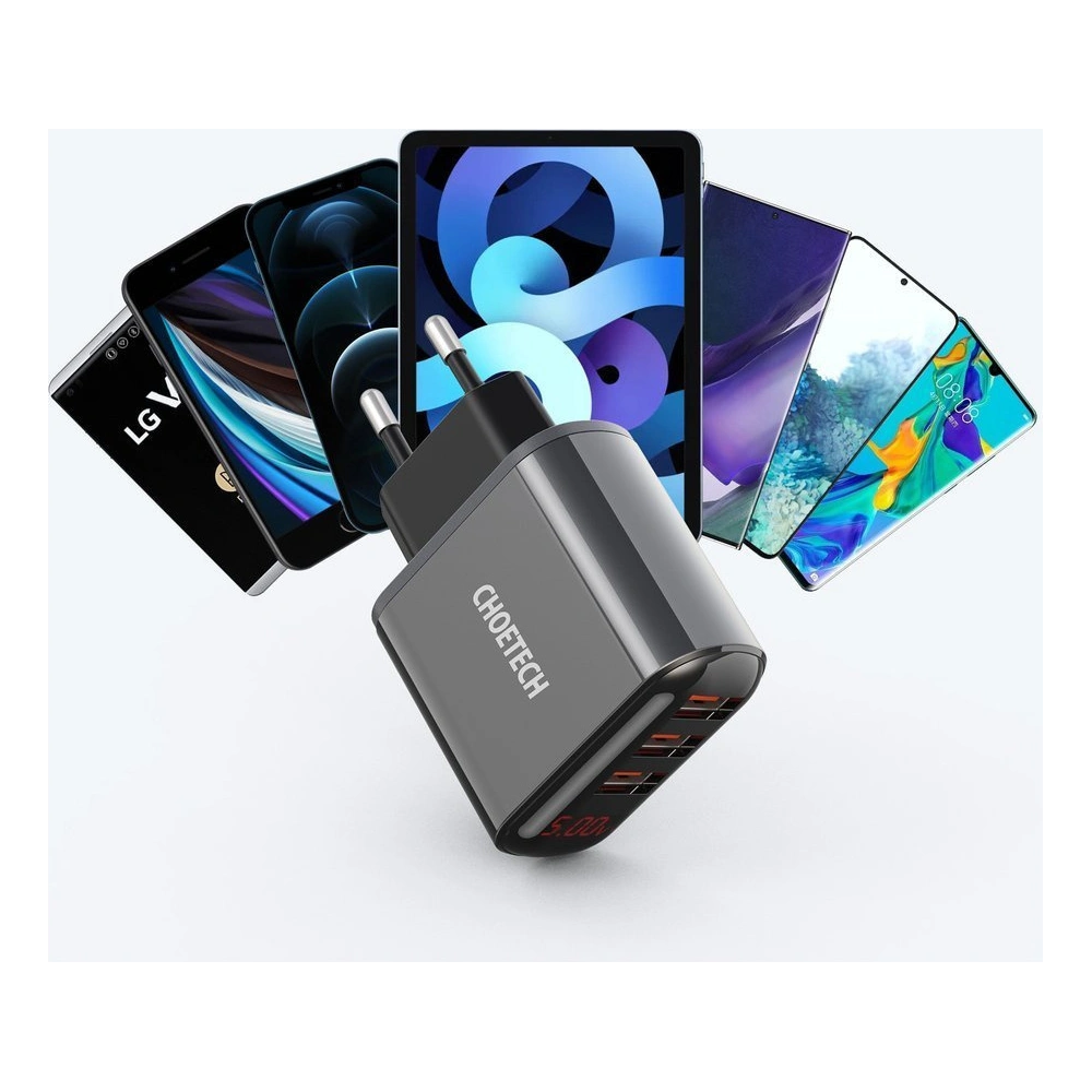 Hurtownia GSM - Hálózati töltő Choetech Q5009-EU 3x USB-A 3,4A fekete - CHT78 - {ean13} - Hurt